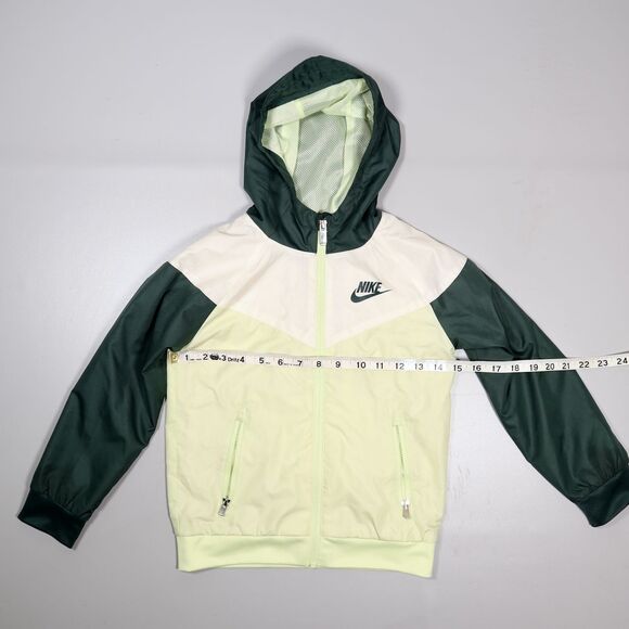 Nike Jacket Youth Size 6 Green Hooded Full Zip Windbreaker Lightweight 5-6 Yrs - Picture 8 of 9